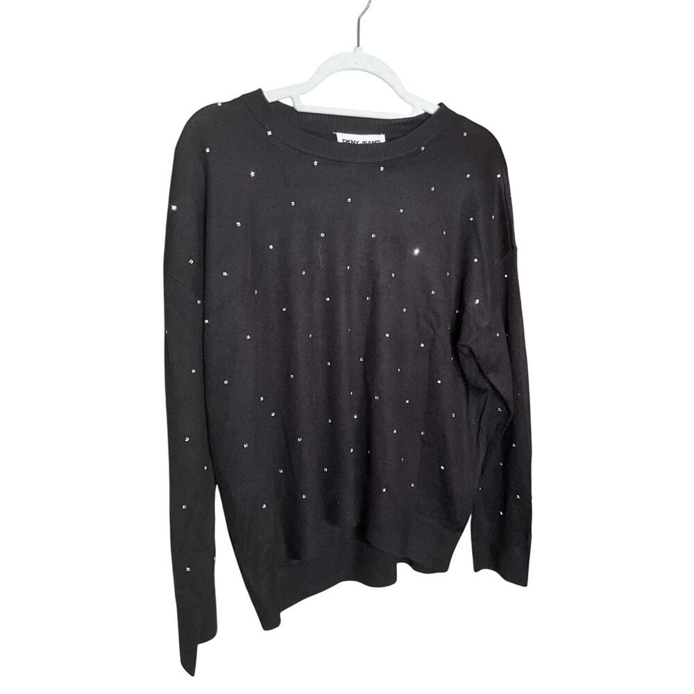DKNY Black embelished top sz Large‎
